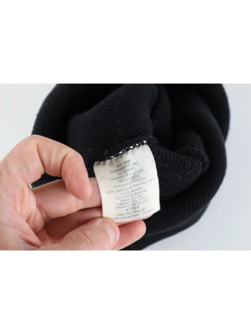 Vintage 90s Y2K Carhartt Spell Out Ribbed Knit Winter Beanie Hat Cap Black USA